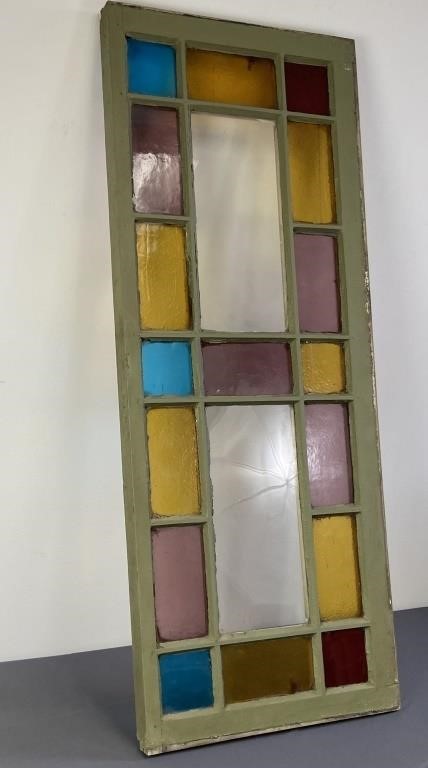 Rectangular Antique Stained Glass Window