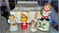 Vintage Christmas music box & 3 angels - lot of 4