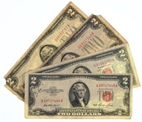 Four Series 1953 Red Seal $2 Bills
