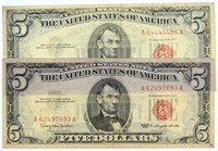Two Series 1963 Red Seal $5 Bills