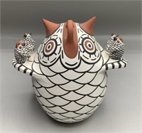 M.K. Seowtewa Storyteller Pottery Owl from Zuni