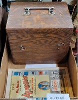 WOODEN PHONE BOX & 1938 WEATHER ALMANAC