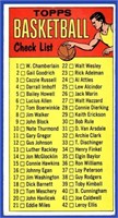 1969 Topps Basketball Checklist Unmarked Alcindor
