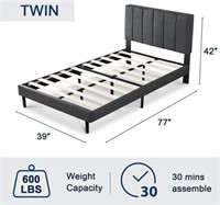Molblly Twin Bed Frame with Headboard