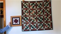 Hand quilted wall hanging 34’’ square & framed
