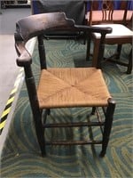 Old Wood and Wicker Corner Chair