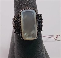 Sterling Silver Mother of Pearl/Marcasite size 7.0