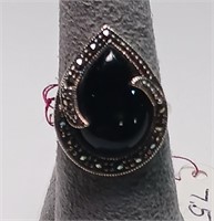 Onyx Black Stone/Marcasit Sterling Silver size 7.5