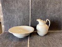 White Ceramic Bowl and Pitcher