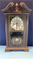21in electric mantel faux wood clock see desc