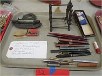 Mechanical Pencil/Pens + Cast Iron Pen Holders.