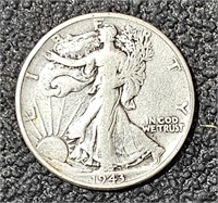 1943 P Silver Walking Liberty Half Dollar Coin