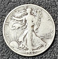 1942 D Silver Walking Liberty Half Dollar Coin