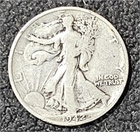 1942 S Silver Walking Liberty Half Dollar Coin