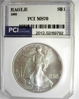 1992 Silver Eagle MS70 LISTS FOR $1350