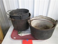 4 Cast Iron Pots As-Is