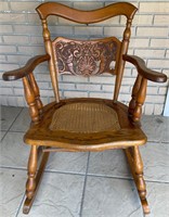 Antique Oak Carved Rocking Chair