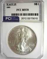 1993 Silver Eagle MS70 LISTS $3600