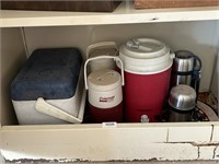 Personal Ice Chest, Thermos Jugs, Metal thermoses