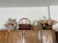 4 Baskets and Faux Flowers