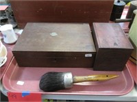 2 Wood Boxes + Wooster Brush
