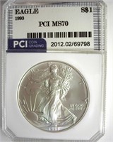 1993 Silver Eagle MS70 LISTS FOR $3600