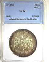 1871-ZSH Peso NNC MS63+ Mexico
