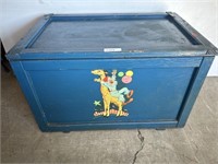 WOODEN TOY CHEST W/ CLOWN PAINTINGS