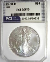 1999 Silver Eagle MS70 LISTS FOR $16000