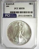 1986 Silver Eagle MS70 LISTS FOR $975