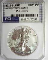 2012-S Silver Eagle PR70 REV PR LISTS $190