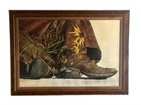 A Nelson Boren Watercolor Large Framed Under Glass