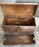 36x12x16in antique wood tool box. As is