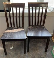 2-solid wood chairs. Sturdy. Need cleaning