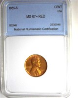 1955-S Cent MS67+ RD LISTS $750