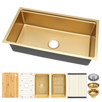 MILOSEN Gold Undermount Kitchen Sink 33x22 Inch,