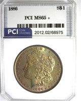 1886 Morgan PCI MS65+ Iridescent Toning