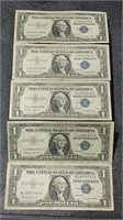 5 Silver Certificates 1957 B    High Bidder Will