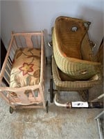 EARLY STROLLER AND ROLLING DOLL CRIB