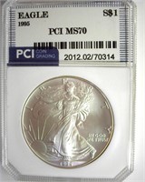 1995 Silver Eagle MS70 LISTS $1700