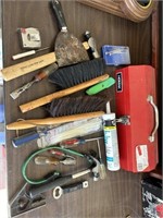 Flat of assorted hand tools, Homak Metal Tool Box