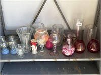 Assorted Glass Vases and Candle Holders