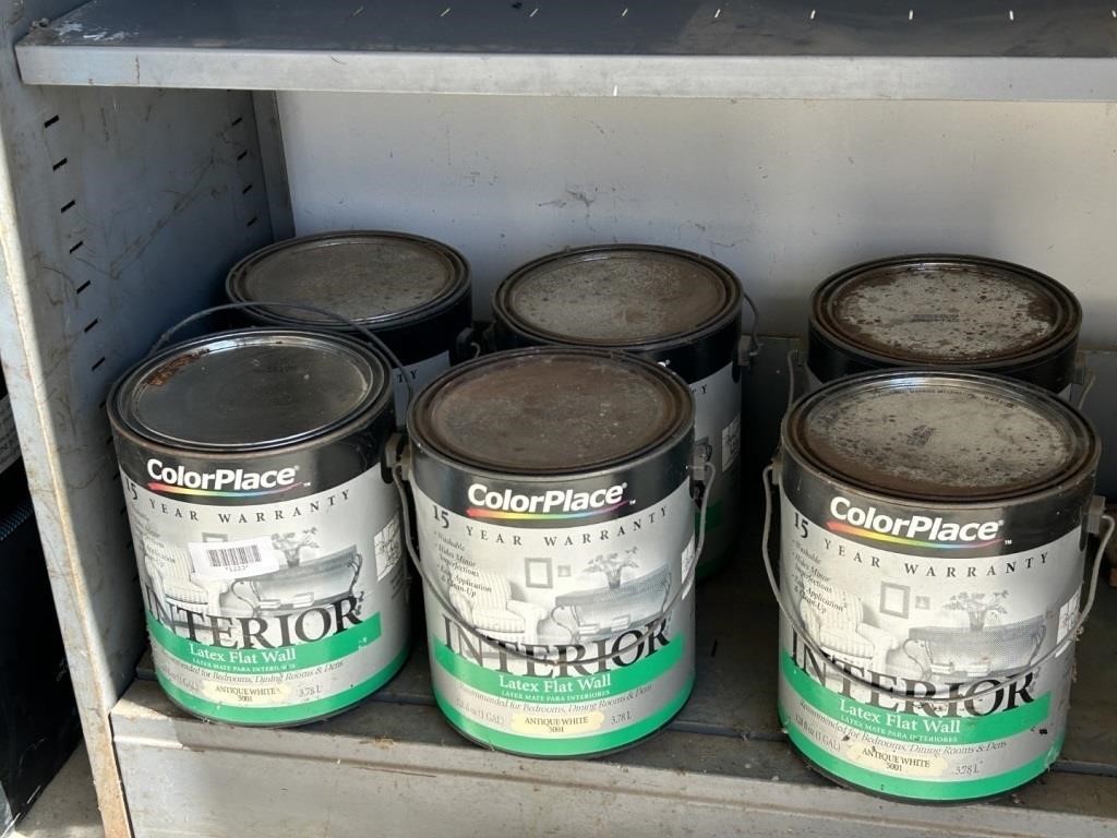 6 Gallon cans of Antique White Latex Paint