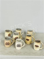 8 LoPinto pottery coffee mugs - signed