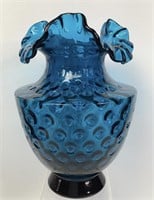 Fenton Jamestown Blue Ruffle Edge Vase