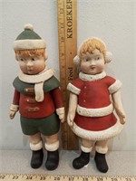 Christmas little boy & girl dolls, movable arms &