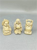 3 small Buddha figurines - 2.5" tall