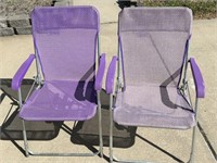 2 Purple Folding Mesh Lawn Chairs