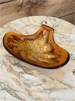 Murano Glass Bowl, Amber w/ Gold flecks
