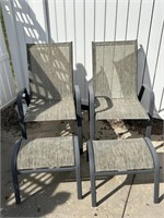 2 Metal/canvas Patio Chairs w/ Ottomans